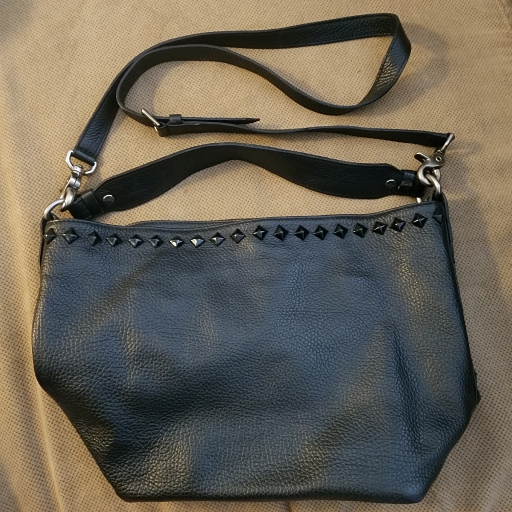 Laggo black leather studded crossbody purse
